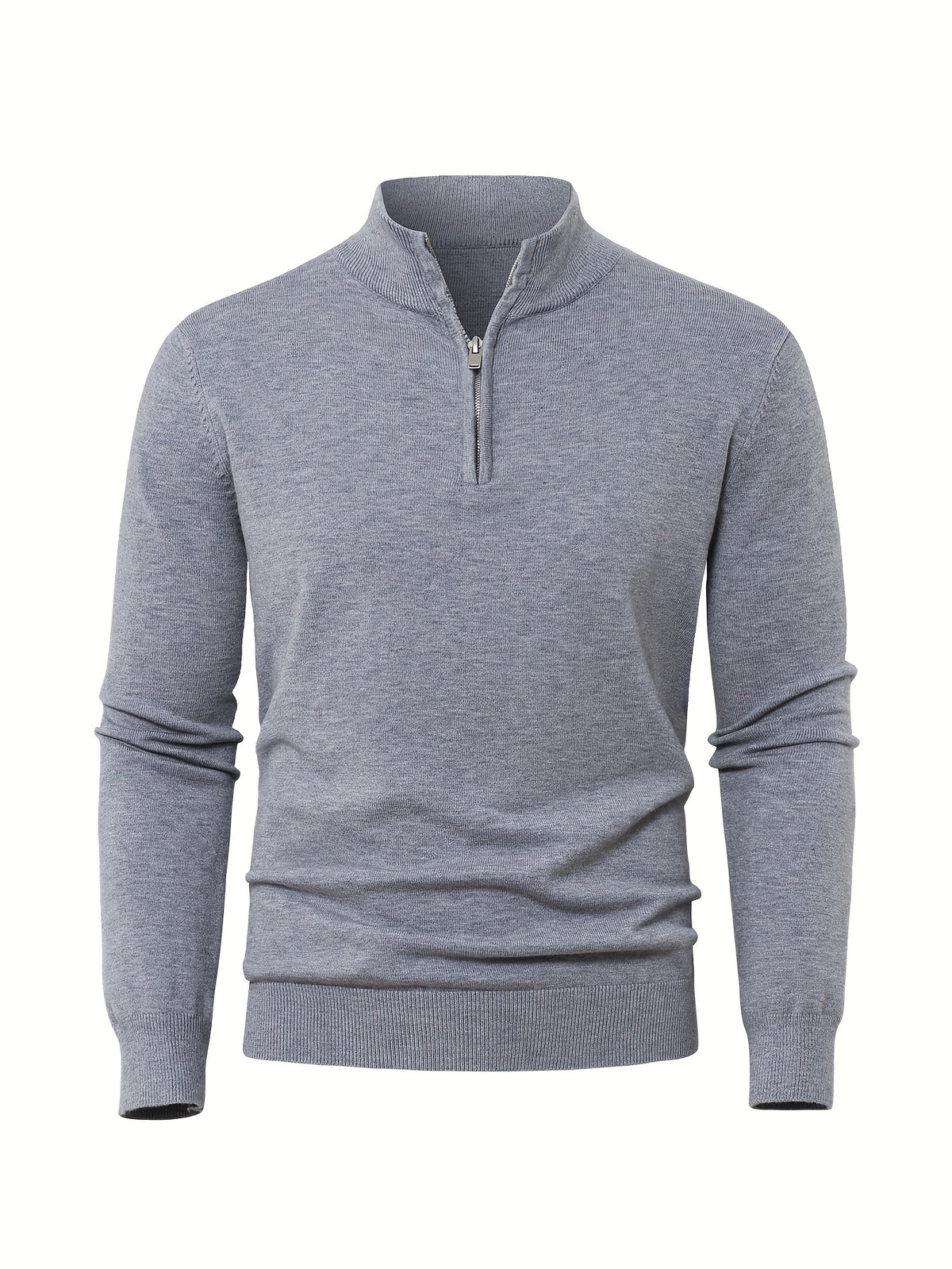 Anton | Ribbed Quarter-Zip Sweater with Stand Collar for Men