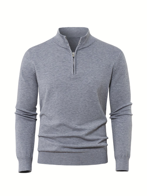 Anton | Ribbed Quarter-Zip Sweater with Stand Collar for Men