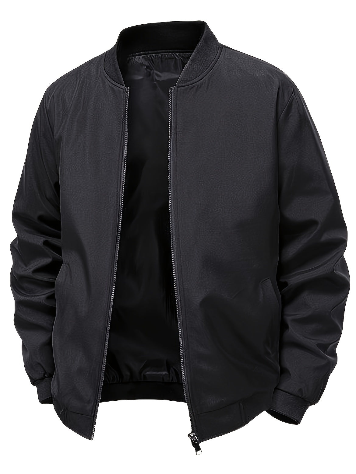 Christian | Ribbed Collar Longline Bomber Jacket for Men