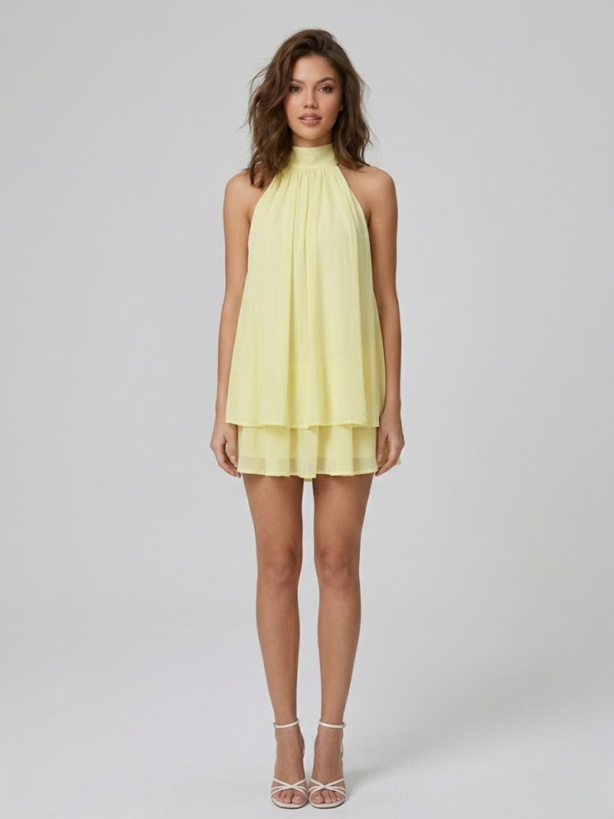 Kelda | Tiered Ruffle Halter Neck Mini Dress for Women
