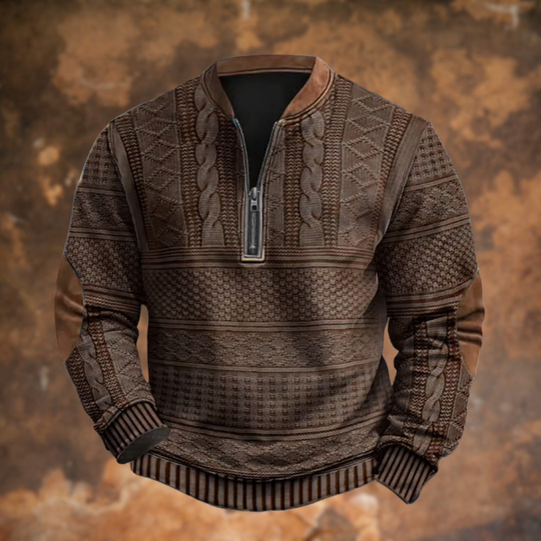 Jurre | Ribbed Half-Zip Knitted Sweater for Men