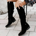 Eline | Knee-High Block Heel Boots with Side Zip for Women