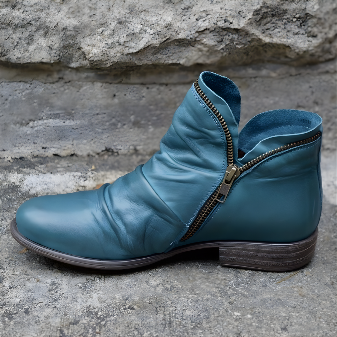 Edda | Side-Zip Stacked-Heel Ankle Boots for Women