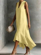 Hilde | Cocktail Dress with V-Neck and Ruffled Hem for Women