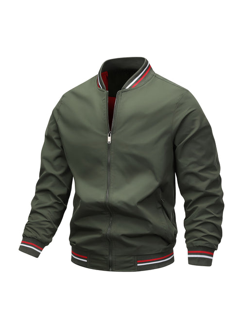 Cedric | Ribbed Collar Zip-Front Bomber Jacket for Men