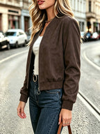 Chloé | Cropped Suede-Look Bomber Jacket for Women