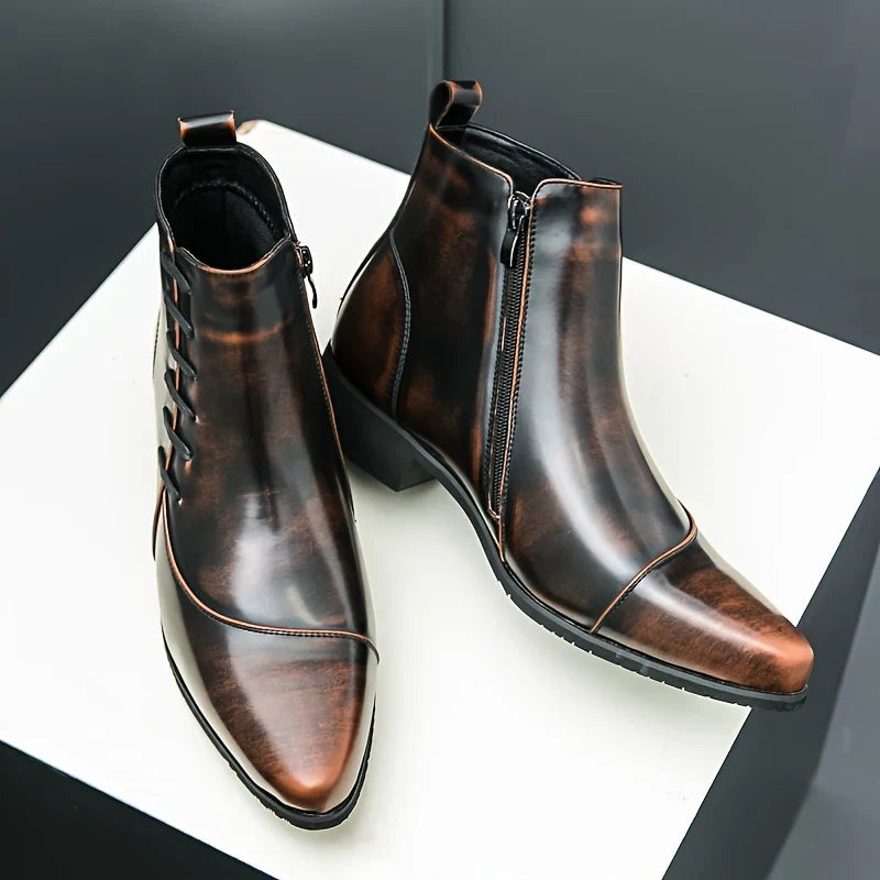 Sigurd | Brogue Winter Boot with Block Heel for Men