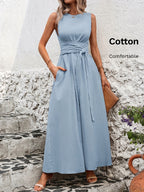 Mathilde | Belted Wrap A-Line Sleeveless Maxi Dress for Women