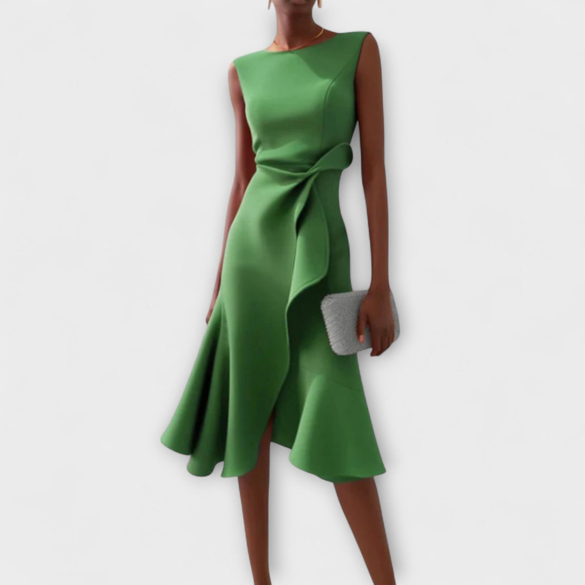 Pearl | Draped Asymmetric Sleeveless Midi Dress for Women