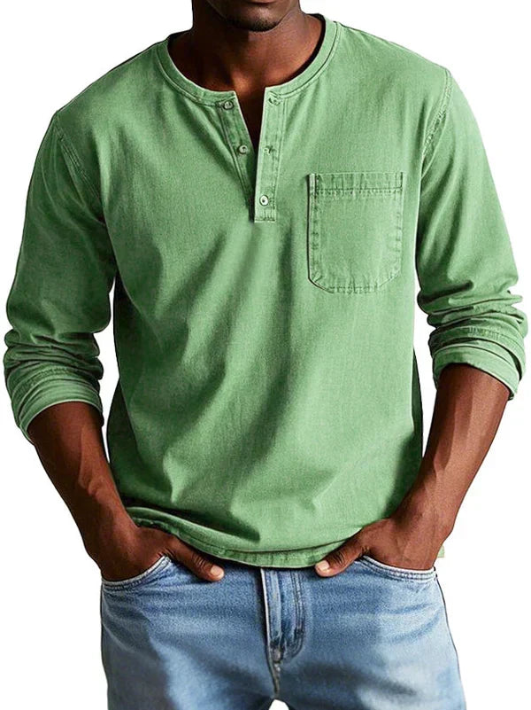Florian | Men's Long Sleeve Henley Shirt with Button Placket