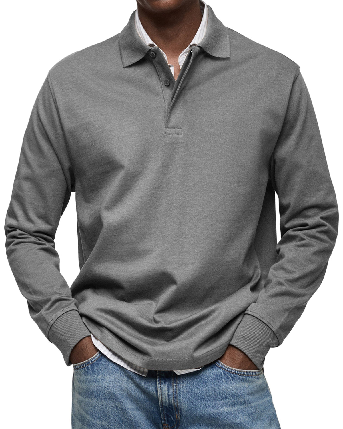 Finn | Long Sleeve Button-Front Collared Polo for Men