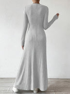 Iselin | Ribbed V-Neck A-Line Maxi Cocktail Dress for Women