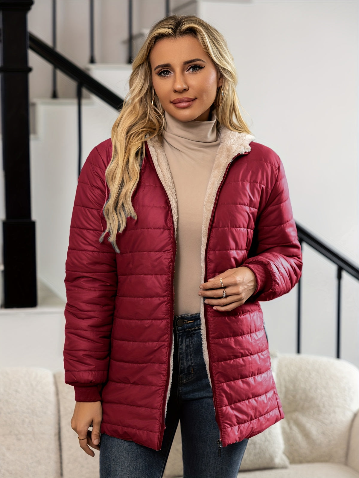 Claudia | Winterjacke Damen Wattiert mit Kapuze for Women