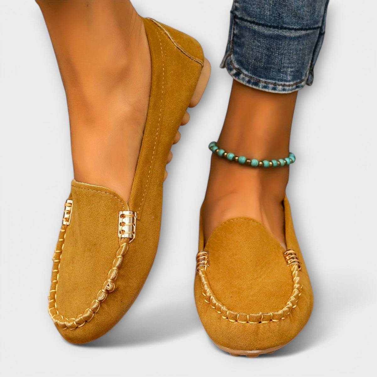 Oona | Metal-Trim Moccasin Slip-On Loafers for Women