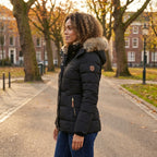 Laura | Fitted Quilted Puffer Jacket with Fur Hood for Women