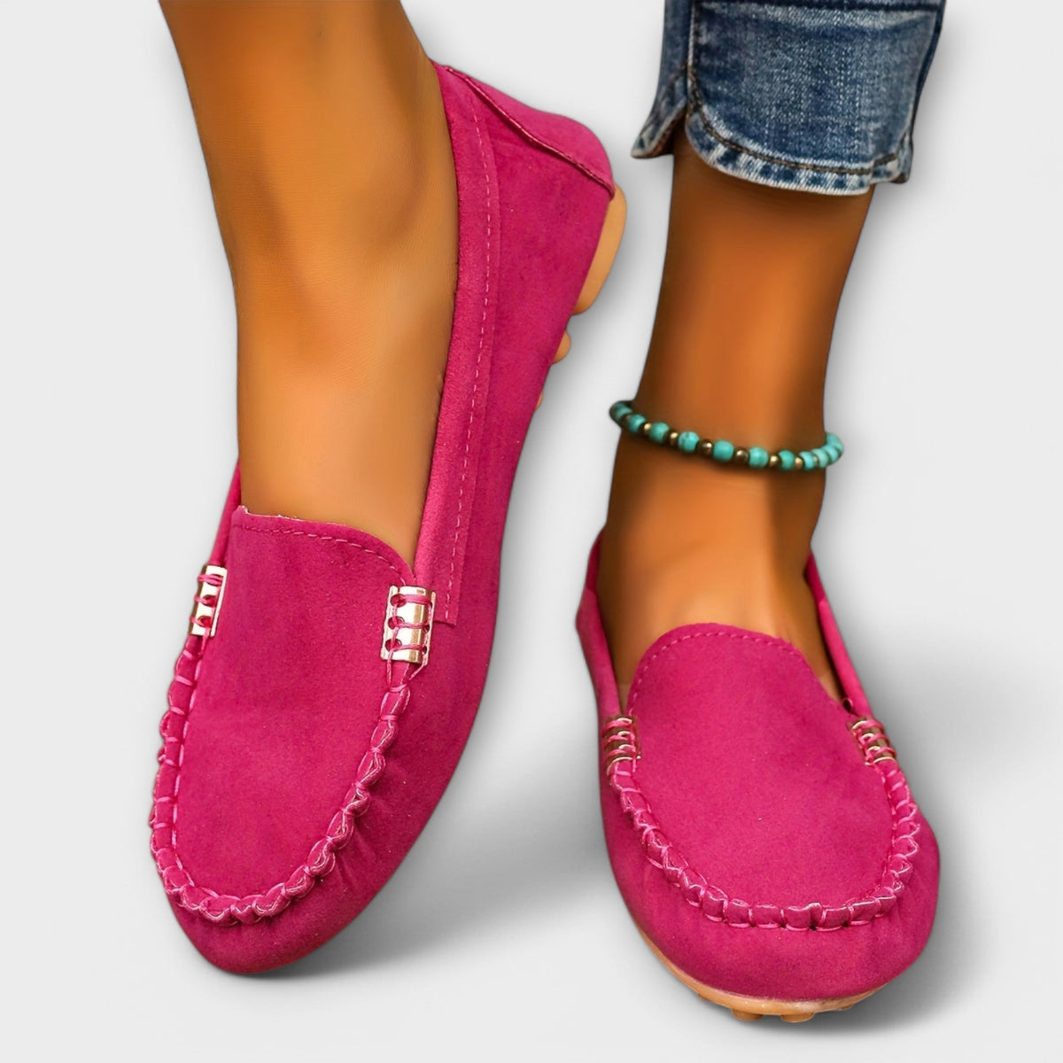 Oona | Metal-Trim Moccasin Slip-On Loafers for Women