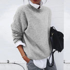 Bente | Textured Teddy Crew Neck Pullover Sweater for Women
