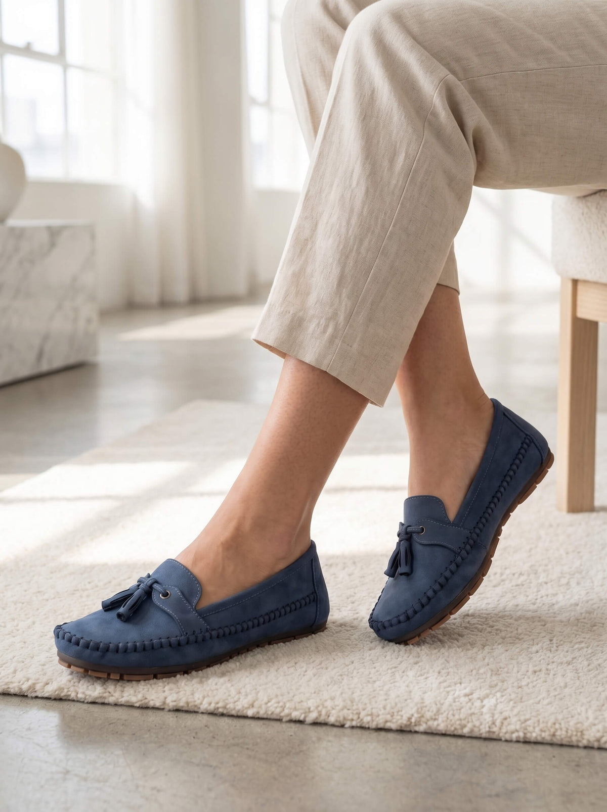 Odette | Tasseled Apron-Toe Moccasin Loafers for Women