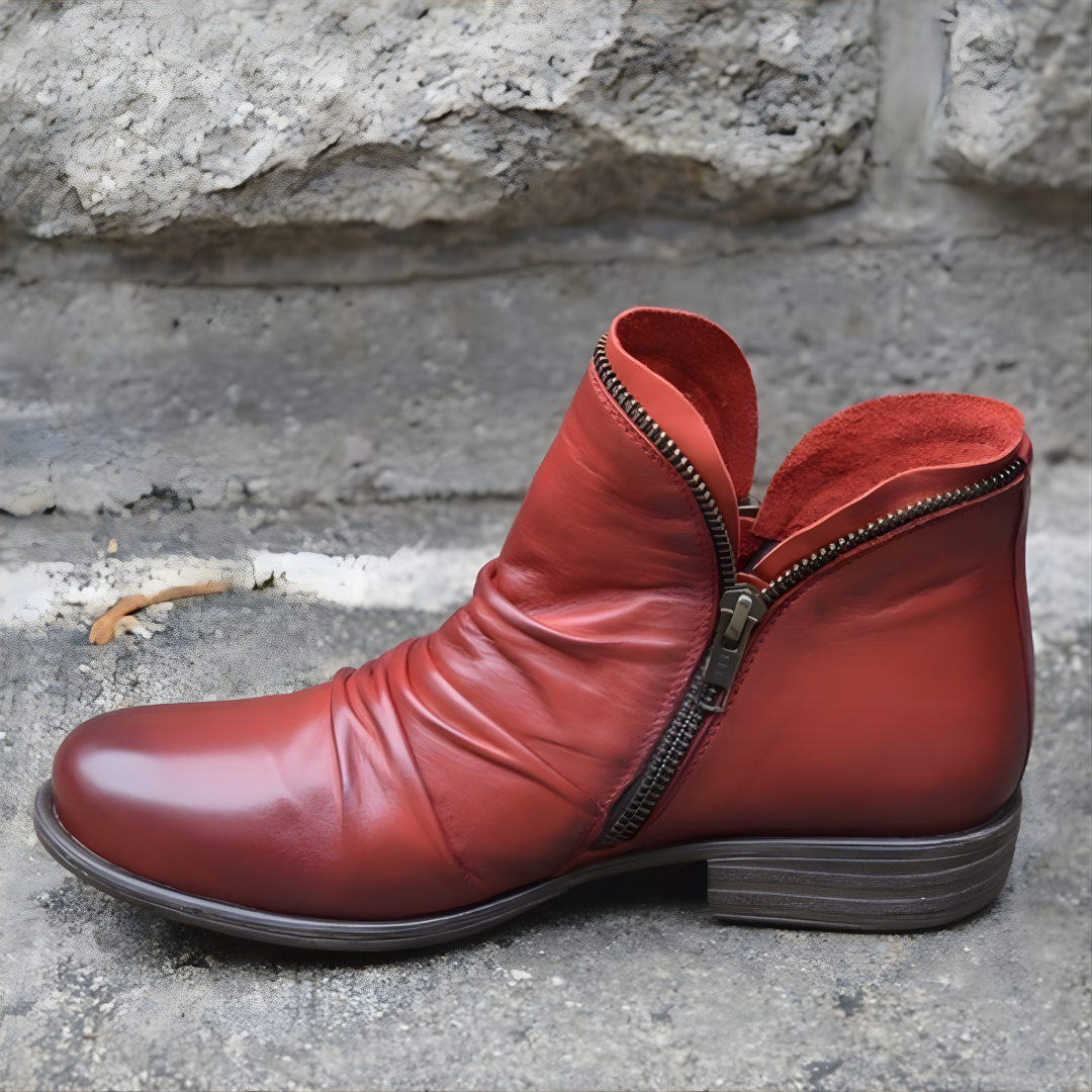 Edda | Side-Zip Stacked-Heel Ankle Boots for Women