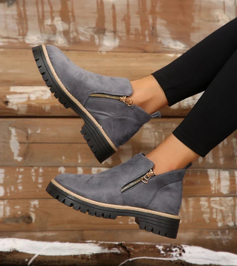 Alessia | Cushioned Wedge Ankle Boots with Side Zip for Women