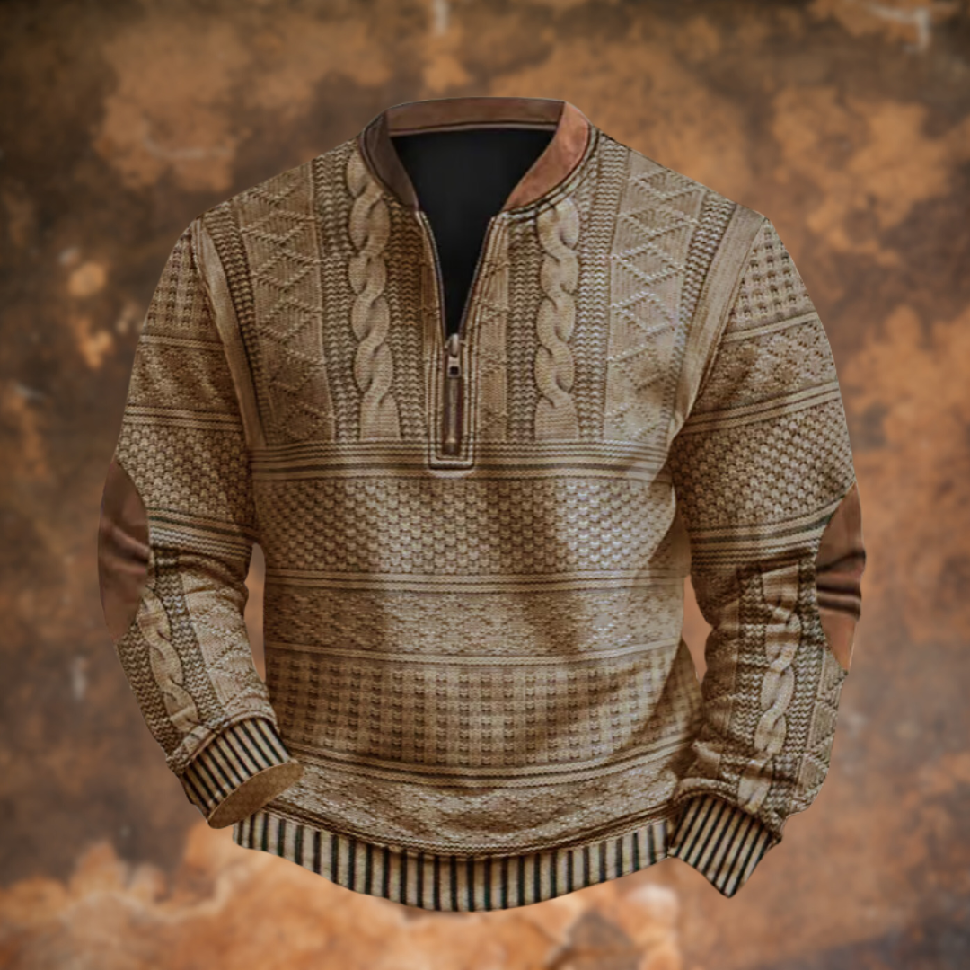 Jurre | Ribbed Half-Zip Knitted Sweater for Men