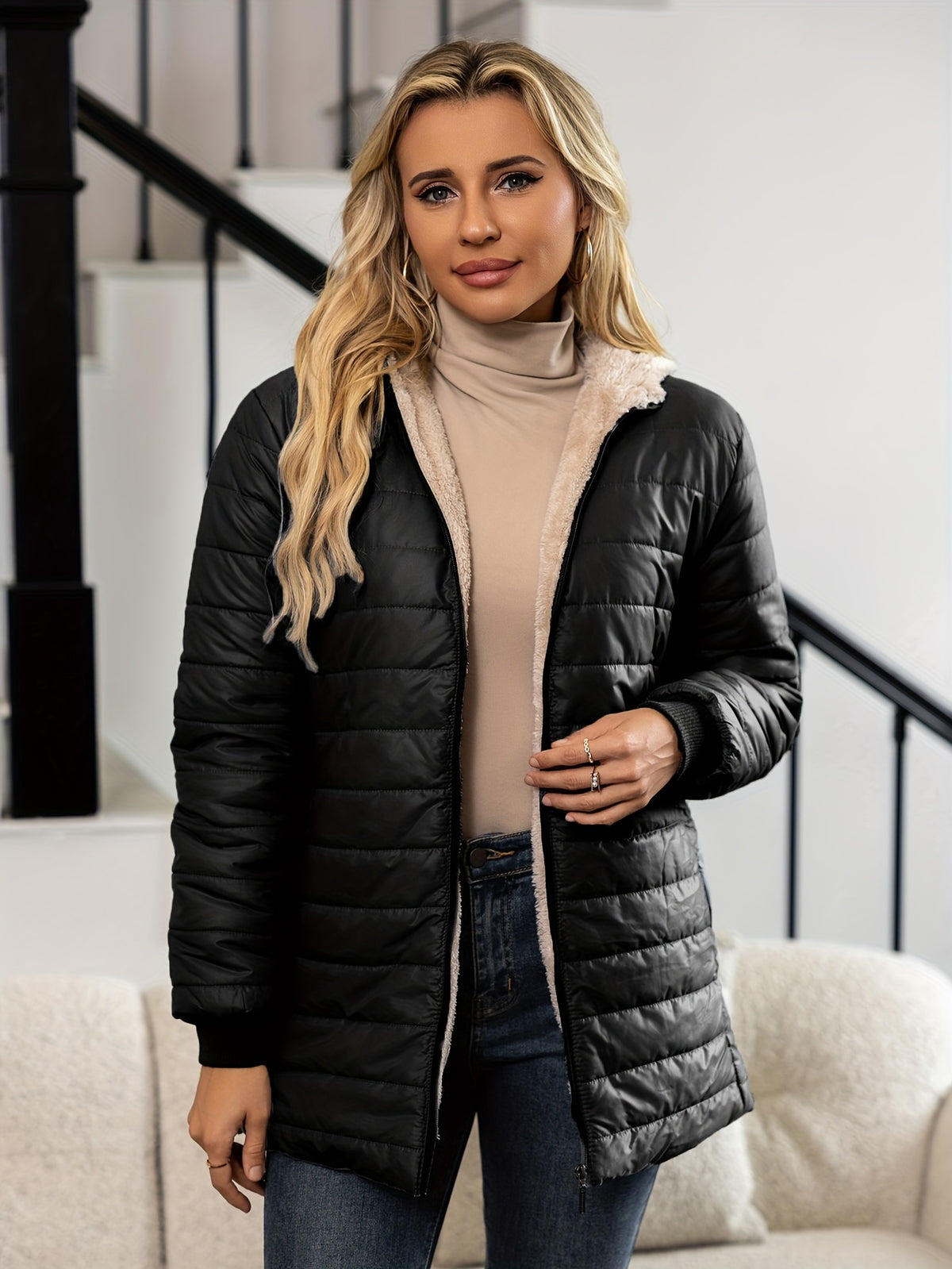 Claudia | Winterjacke Damen Wattiert mit Kapuze for Women