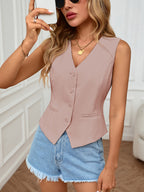 Jette | Cardigan Sleeveless Button-Front Vest for Women