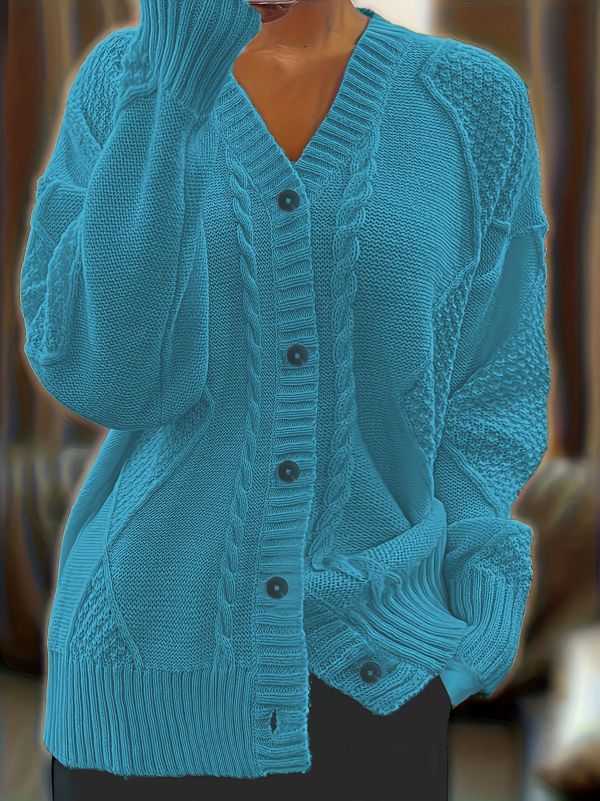 Luna | Cable-Knit Button-Front Cardigan for Women