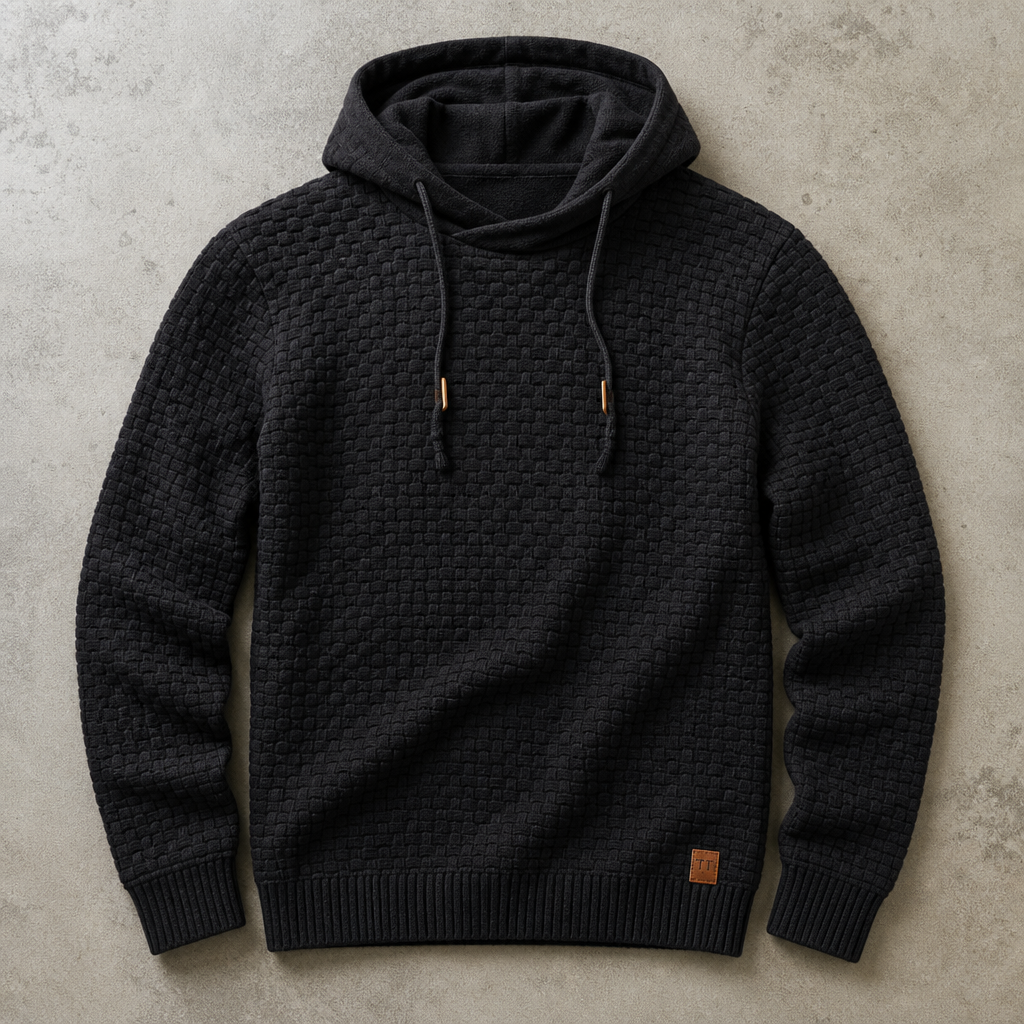 Theophile | Waffle-Knit Cowl-Neck Hoodie for Men