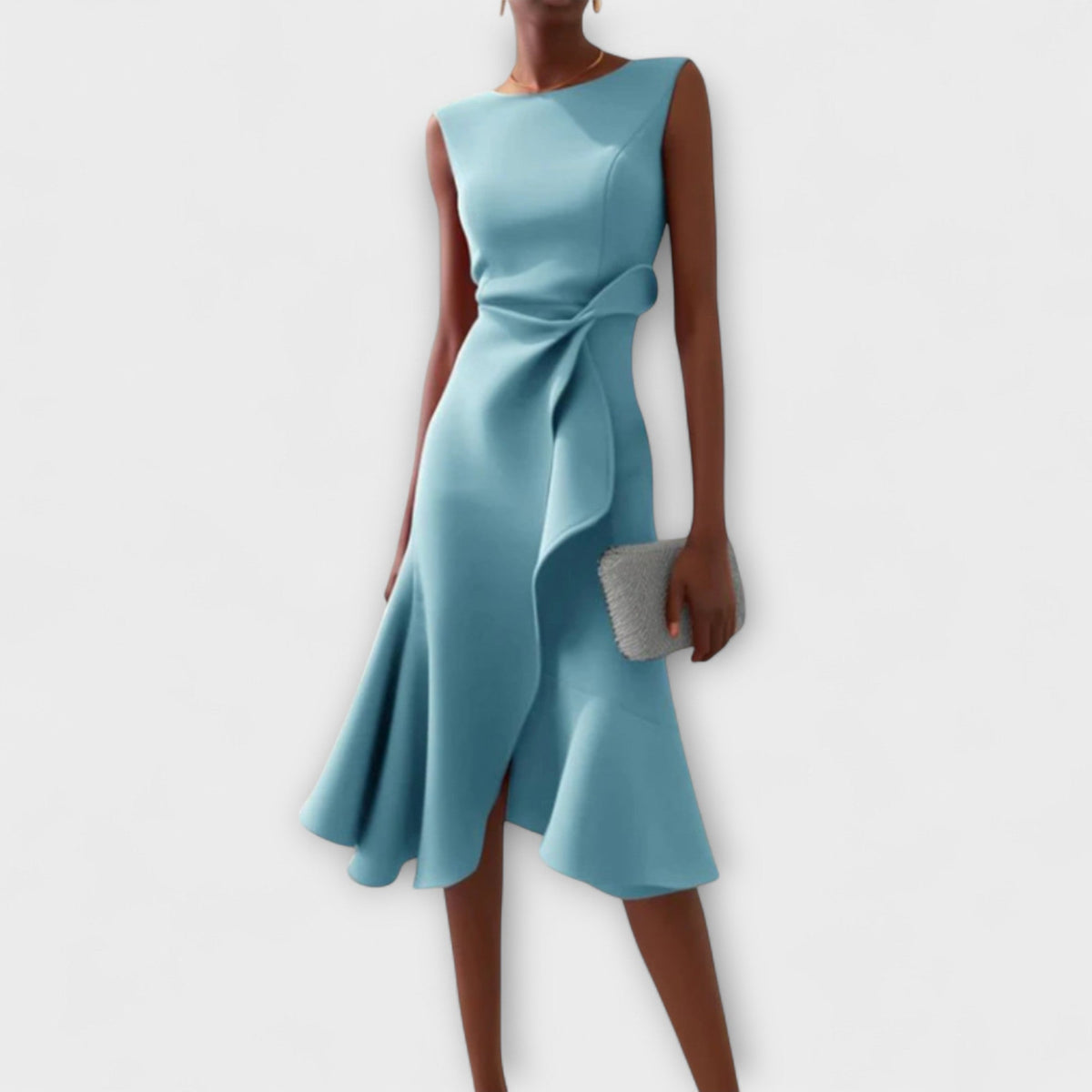 Pearl | Draped Asymmetric Sleeveless Midi Dress for Women