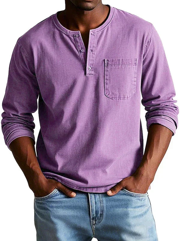 Florian | Men's Long Sleeve Henley Shirt with Button Placket
