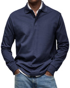 Finn | Long Sleeve Button-Front Collared Polo for Men