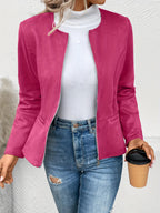 Nadalia | Collarless Zip-Up Fitted Jacket for Women