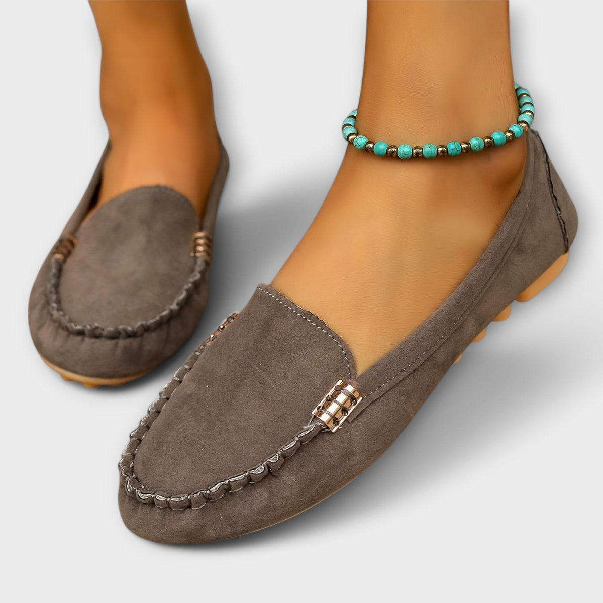 Oona | Metal-Trim Moccasin Slip-On Loafers for Women
