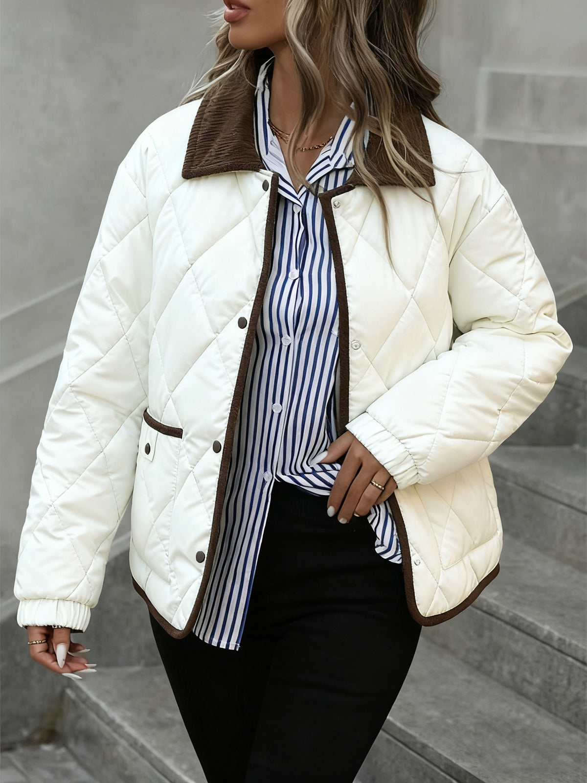 Christiane | Quilted Diamond-Stitch Puffer Jacket with Collar