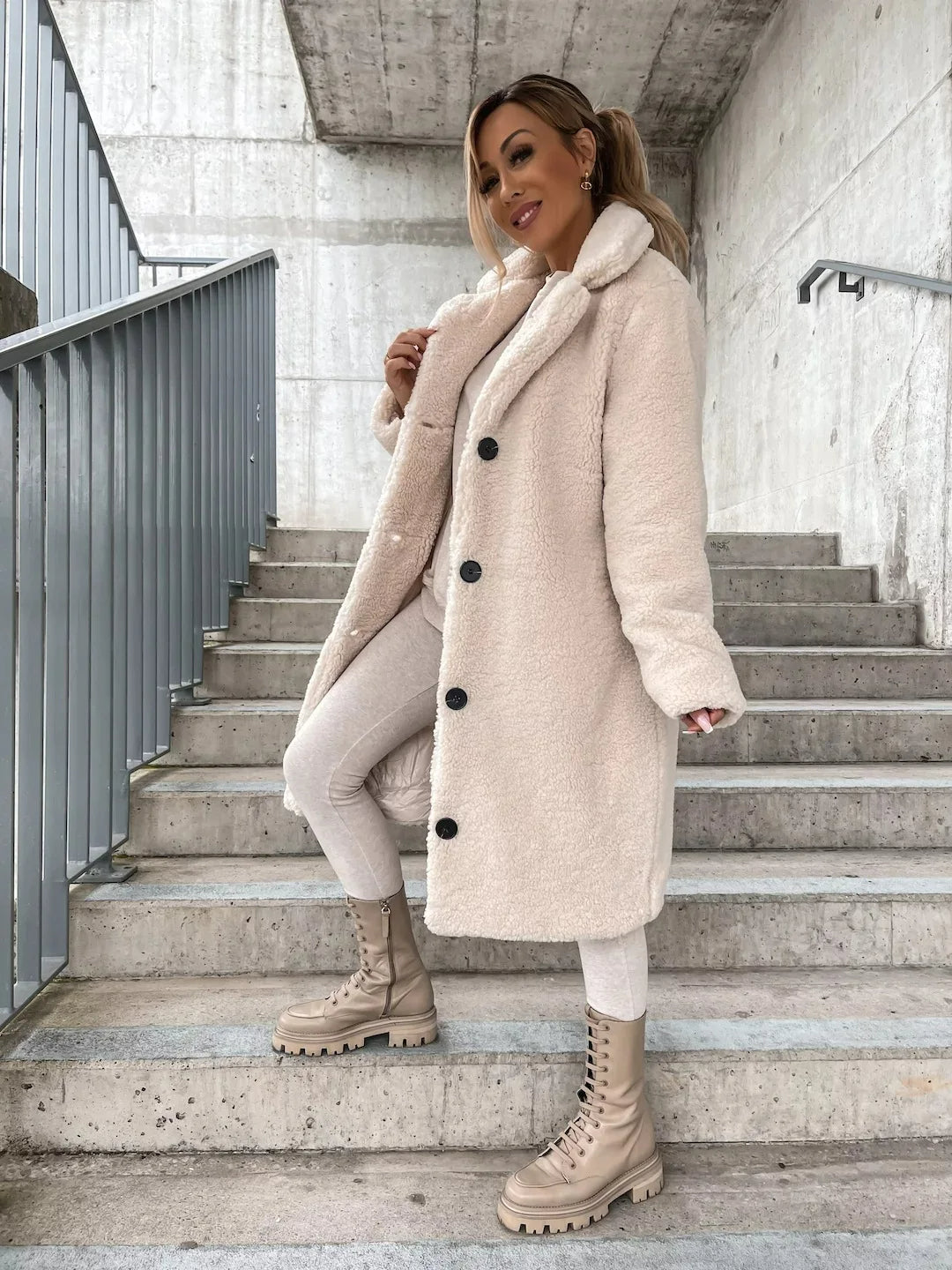 Dahlia's Belted Teddy Trench Coat with Notch Collar for Women