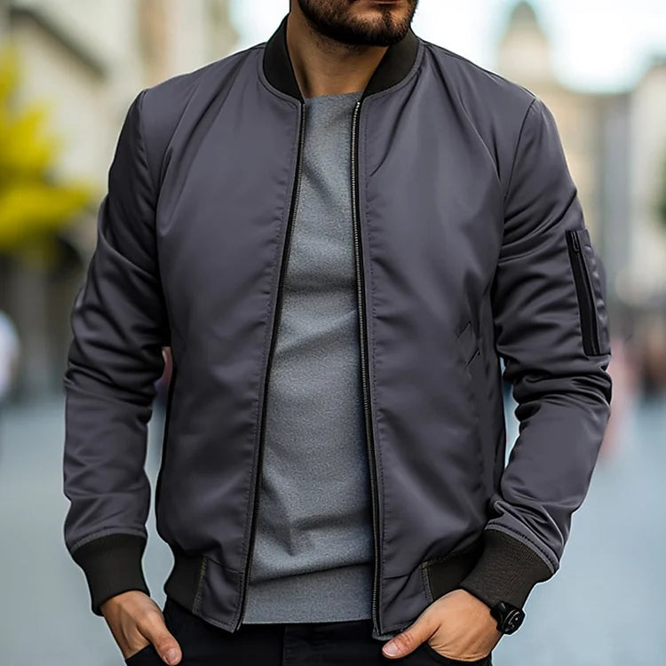 Arnold | Ribbed Collar Bomber Jacket for Men
