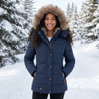Laura | Fitted Quilted Puffer Jacket with Fur Hood for Women
