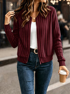 Jasmine | Ribbed Zip-Front Bomber Cardigan for Women