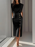 Mirthe | Sleeveless Button-Front Midi Dress for Women