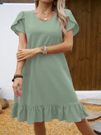 Corinne | Ruffled A-Line Homecoming Dress with V-Neck for Women