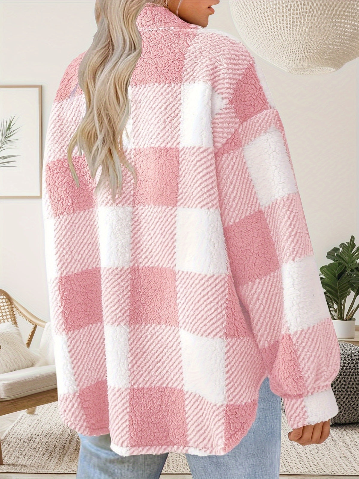 Anja | Plaid Teddy Shacket with Button-Front for Women
