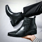 Sigurd | Brogue Winter Boot with Block Heel for Men