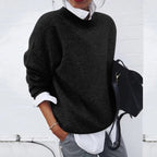 Bente | Textured Teddy Crew Neck Pullover Sweater for Women