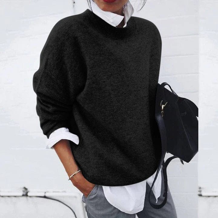Bente | Textured Teddy Crew Neck Pullover Sweater for Women