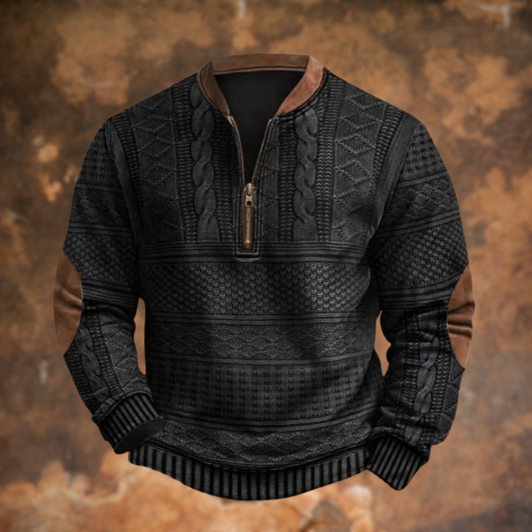 Jurre | Ribbed Half-Zip Knitted Sweater for Men