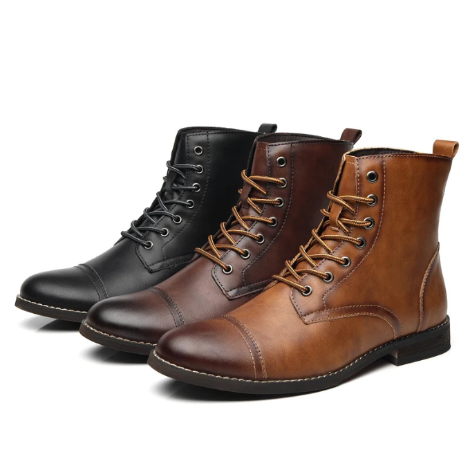 Jelte | Lace-Up Cap-Toe Leather Boots for Men