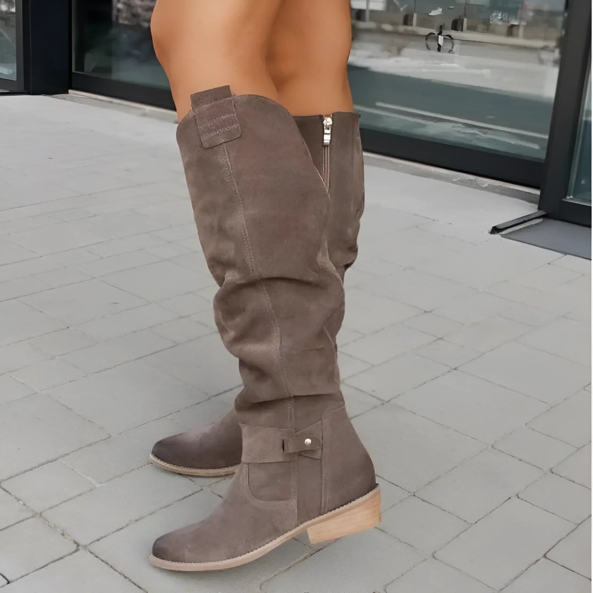Eline | Knee-High Block Heel Boots with Side Zip for Women