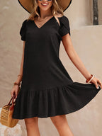 Delia | Textured A-Line Homecoming Dress with Ruffled Hem