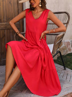 Nora | Tiered A-Line Maxi Dress with V-Neck for Women